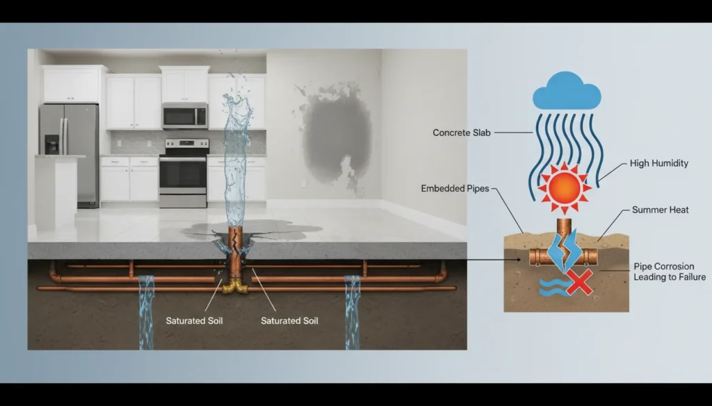 Why Tampa Homes Built on Slabs Are Prone to Late‑Summer Pipe Failures